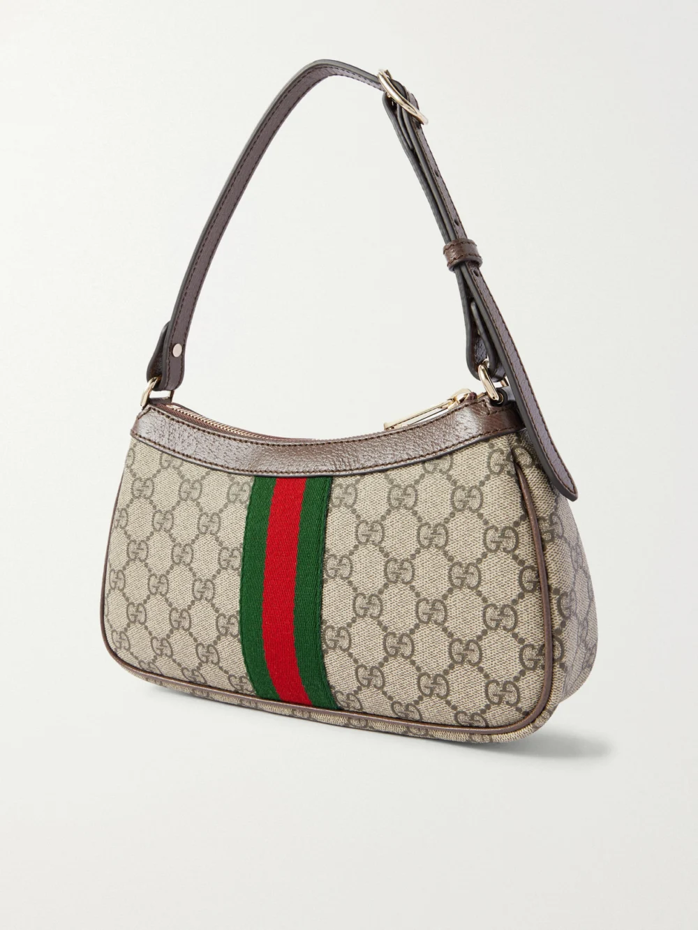 Back view of the Gucci Ophidia Small Leather-trimmed Coated Canvas-jacquard Shoulder Bag