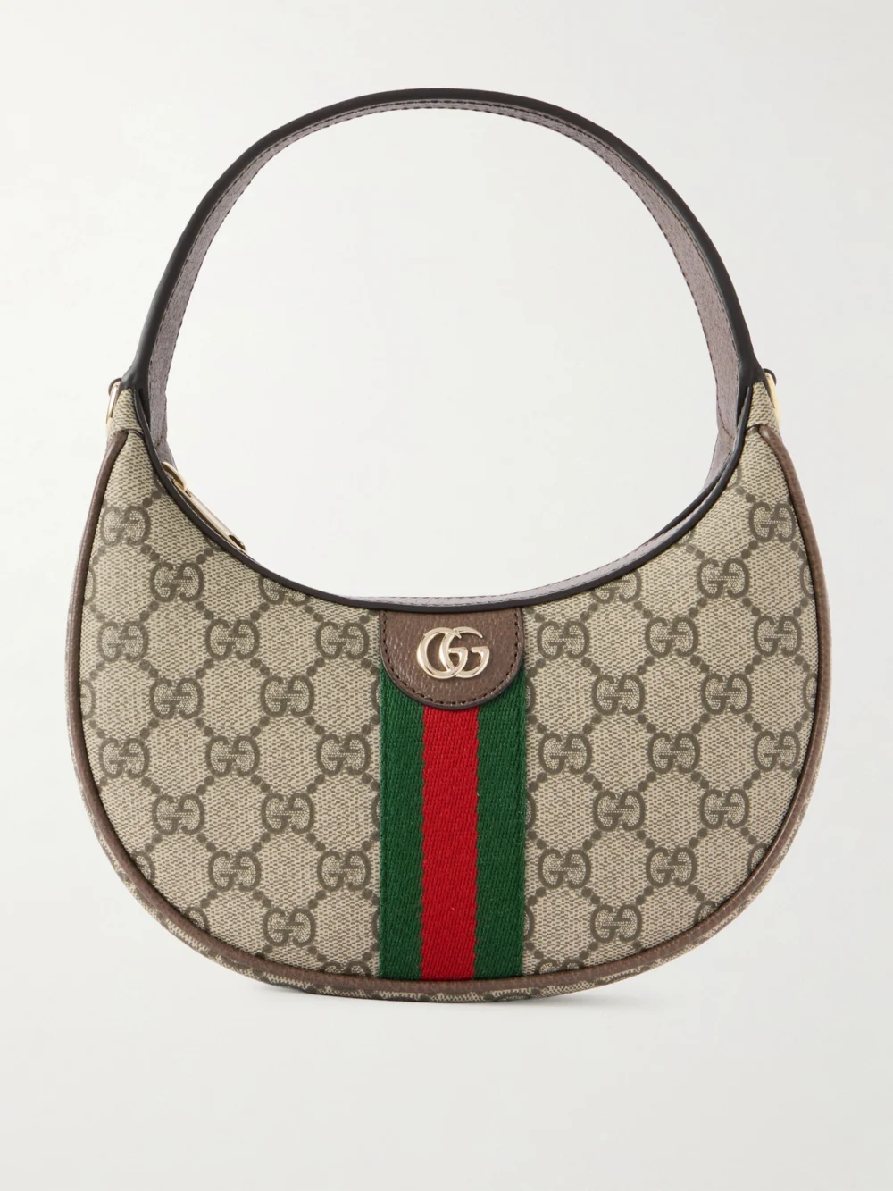 Gucci Ophidia Small Leather-trimmed Coated Canvas-jacquard Shoulder Bag in beige
