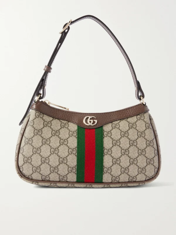 Gucci Ophidia Small Leather-trimmed Coated Canvas-jacquard Shoulder Bag