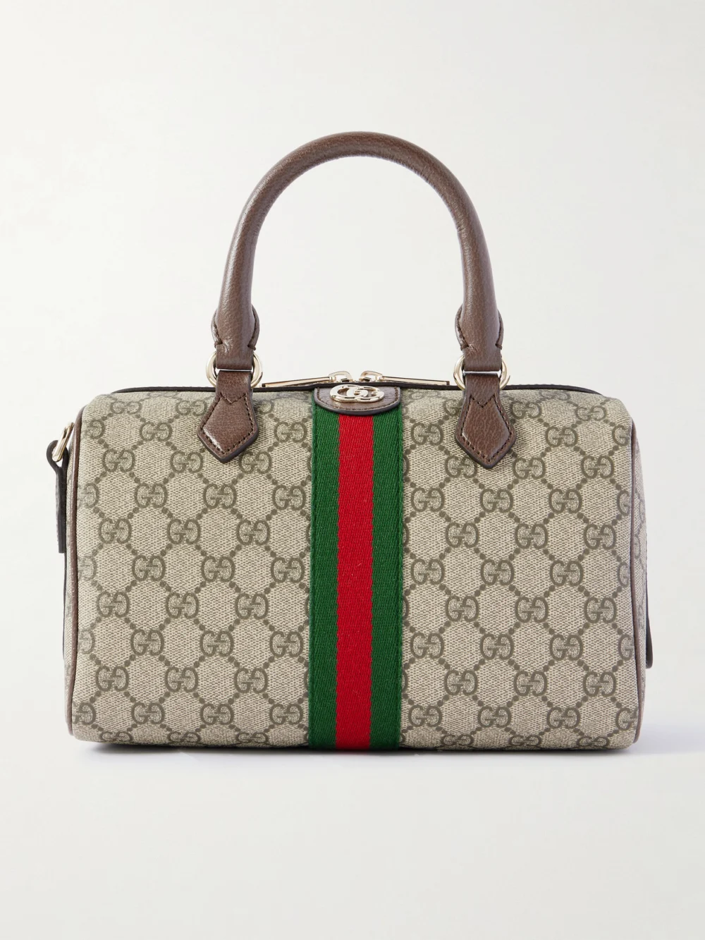 Gucci Ophidia Textured Leather Coated Canvas-jacquard Top-handle Bag in beige
