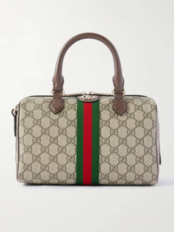 Gucci Ophidia Textured Leather Coated Canvas-jacquard Top-handle Bag
