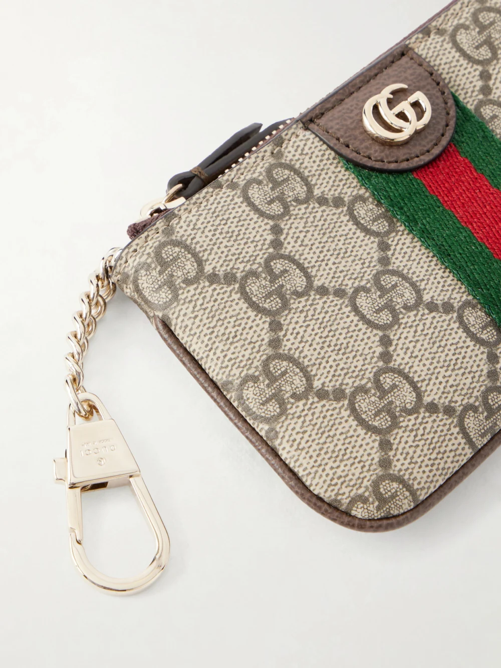 Close-up detail of the Gucci Ophidia Textured Leather-trimmed Printed Coated-canvas Wallet