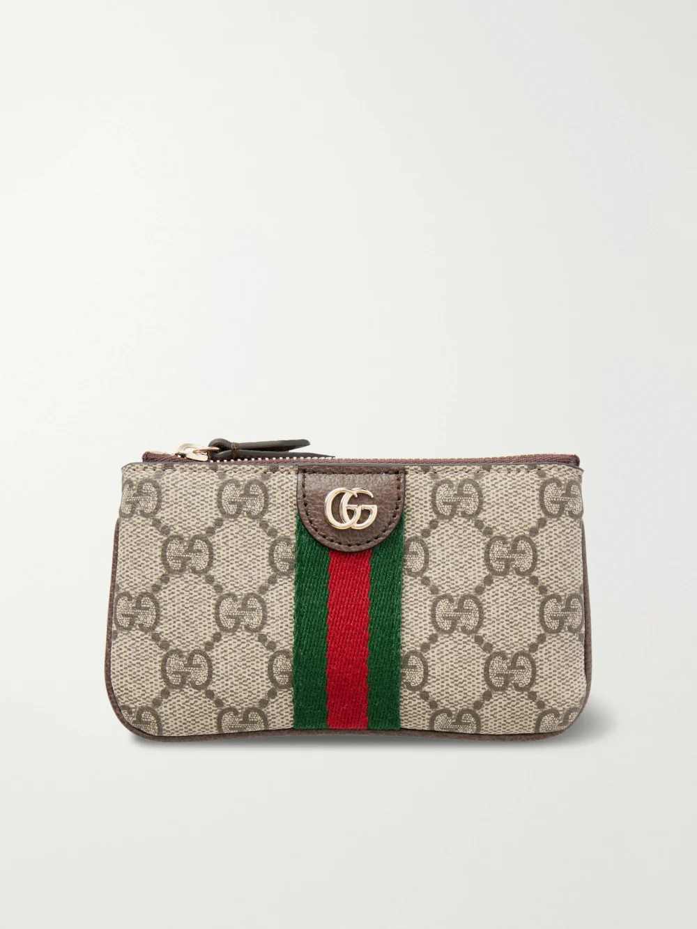 Gucci Ophidia Textured Leather-trimmed Printed Coated-canvas Wallet in gray