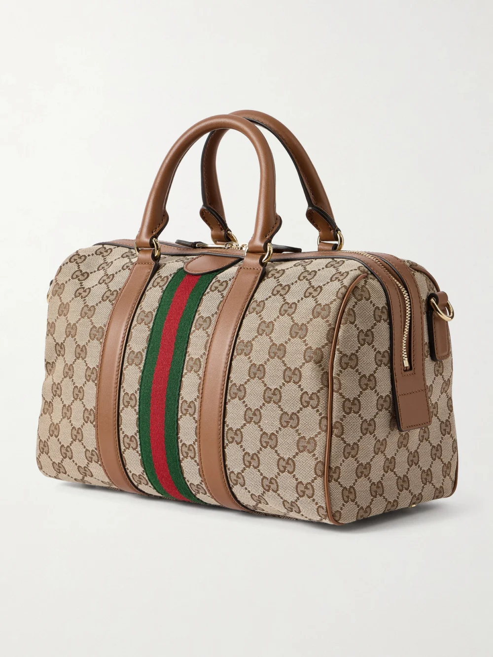 Back view of the Gucci Ophidia Webbing and Leather-trimmed Canvas-jacquard Shoulder Bag