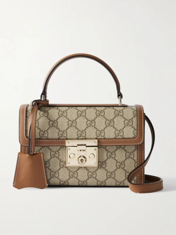 Gucci Padlock Small Leather-trimmed Coated Canvas-jacquard Top-handle Bag