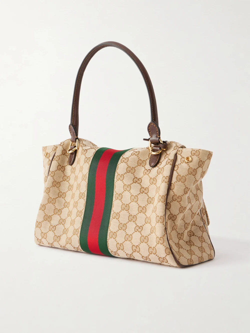 Back view of the Gucci Paparazzo Medium Leather-trimmed Canvas-jacquard Shoulder Bag