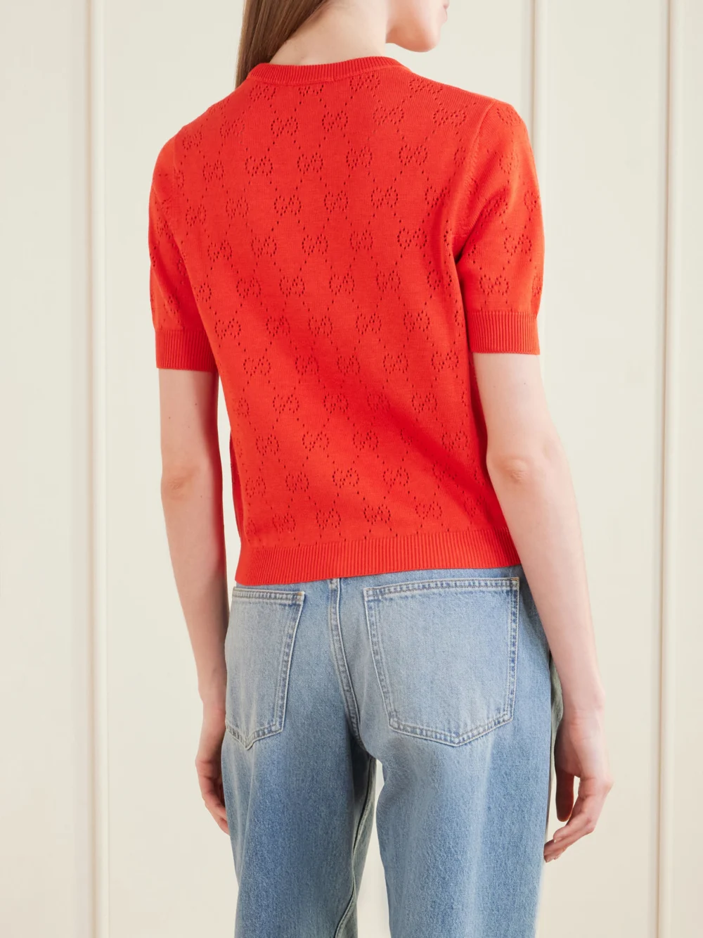 Back view of the Gucci Perforated Silk and Cotton-blend Sweater
