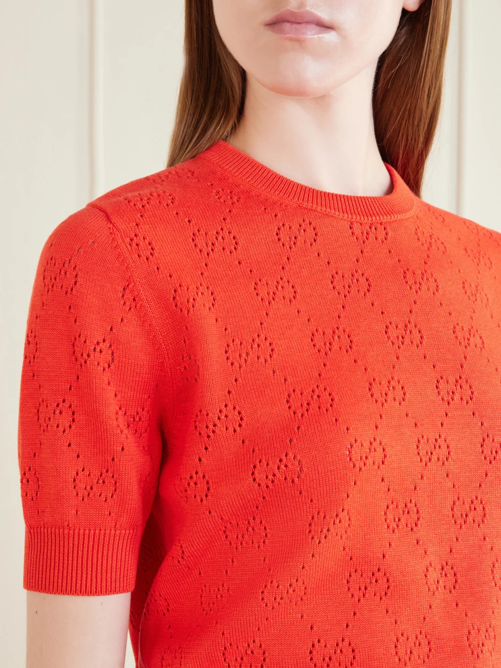 Close-up detail of the Gucci Perforated Silk and Cotton-blend Sweater