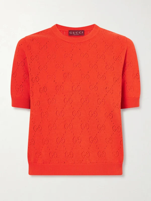 Gucci Perforated Silk and Cotton-blend Sweater