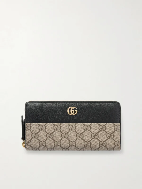 Gucci Petite Marmont Textured Leather-trimmed Printed Coated-canvas Wallet