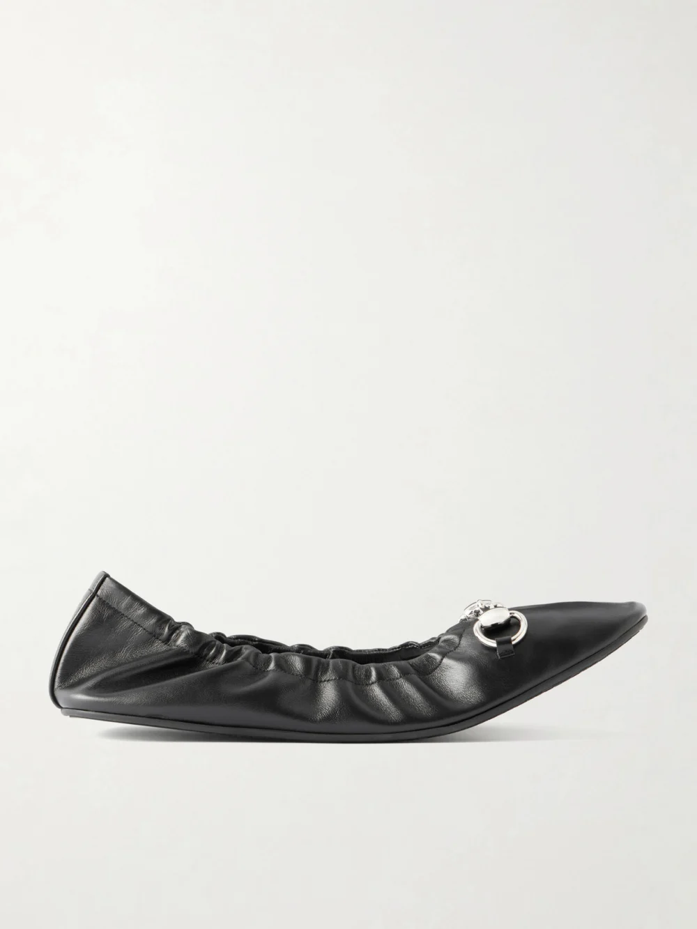 Gucci Prima Horsebit-embellished Leather Ballet Flats in black