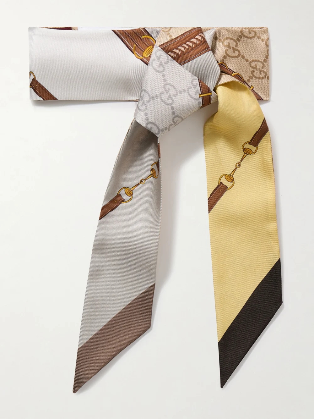 Gucci Printed Silk-jacquard Scarf in beige