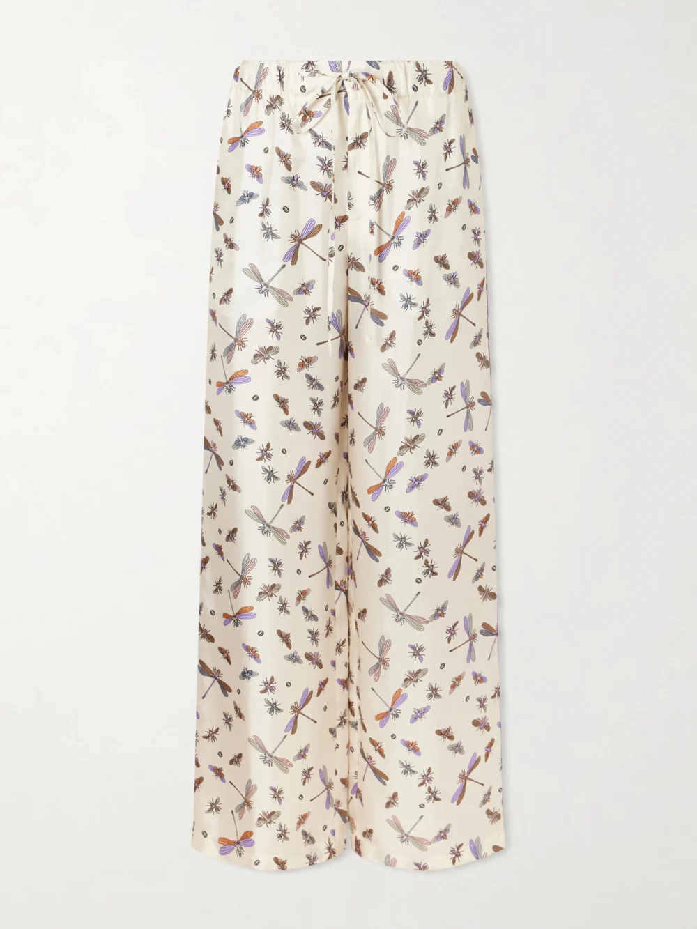 Gucci Printed Silk-satin Wide-leg Pants in ivory