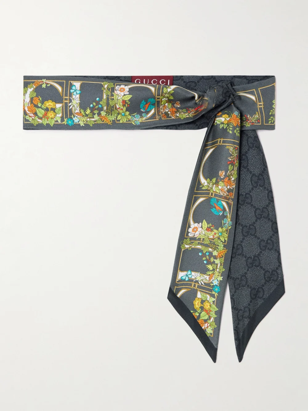 Gucci Printed Silk-twill Scarf in black