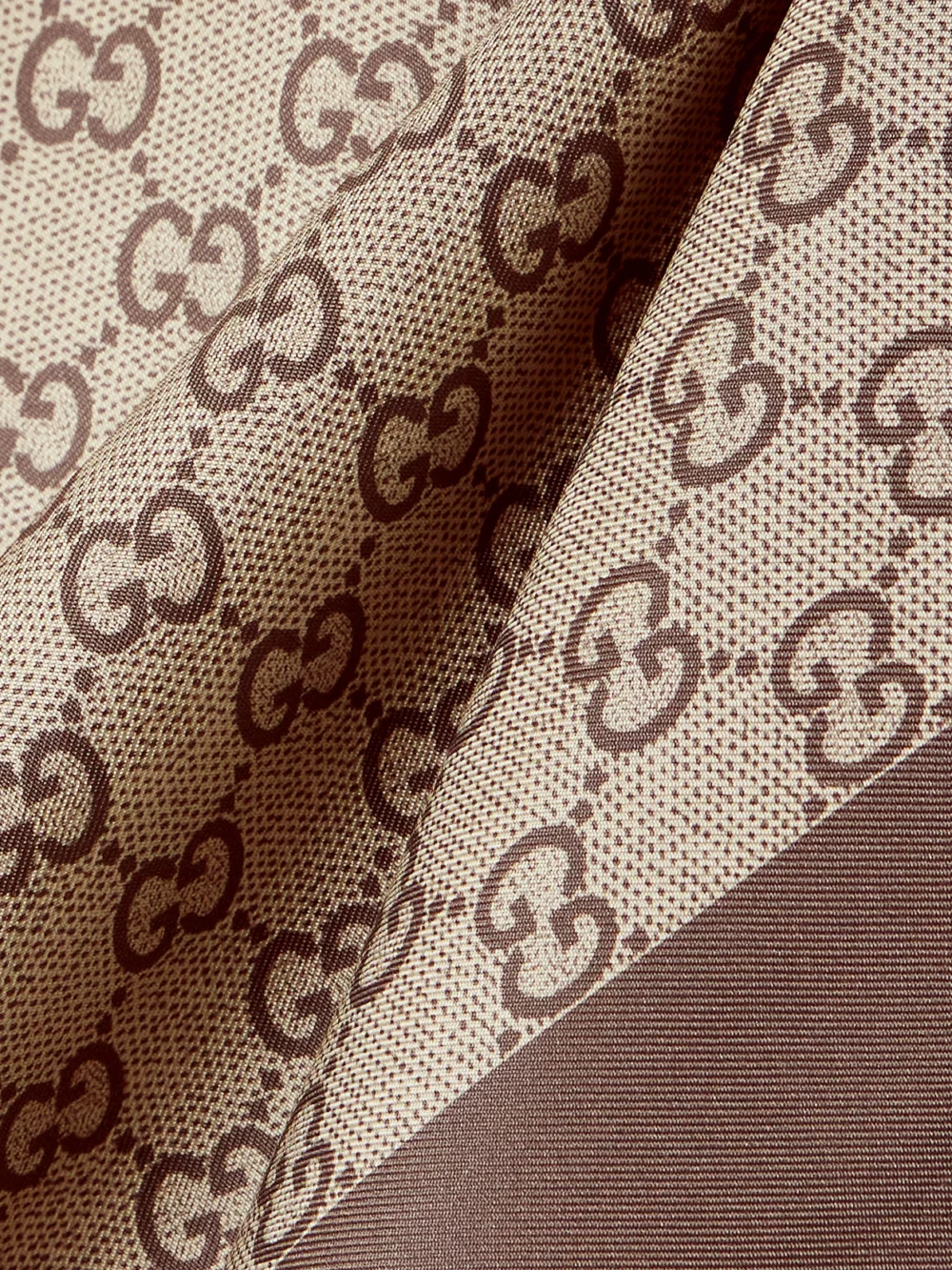 Close-up detail of the Gucci Printed Silk-twill Scarf