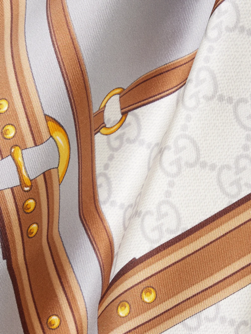 Close-up detail of the Gucci Printed Silk-twill Scarf