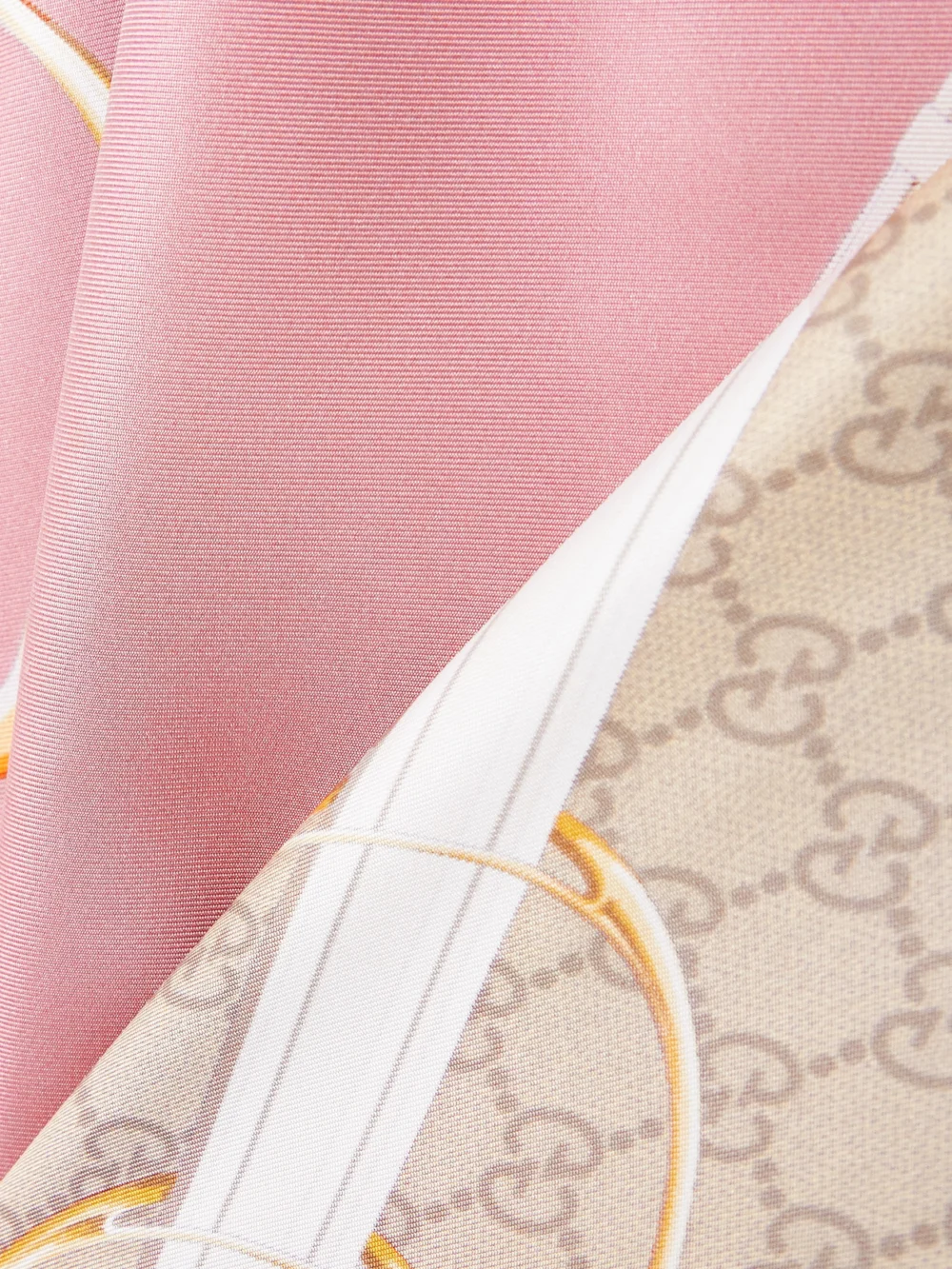Close-up detail of the Gucci Printed Silk-twill Scarf