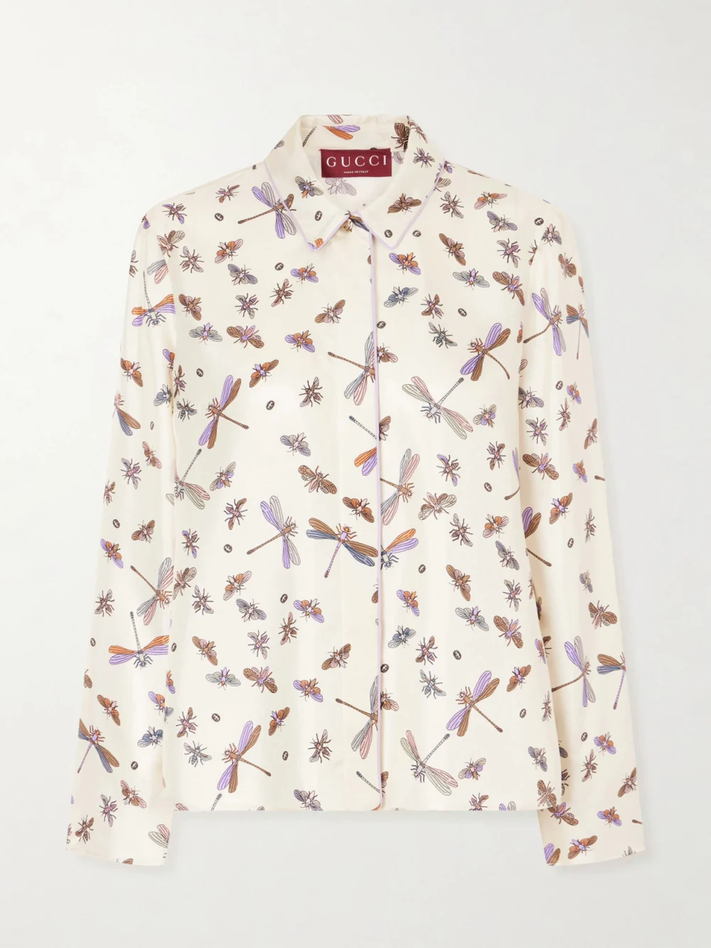 Gucci Printed Silk-twill Shirt in ivory