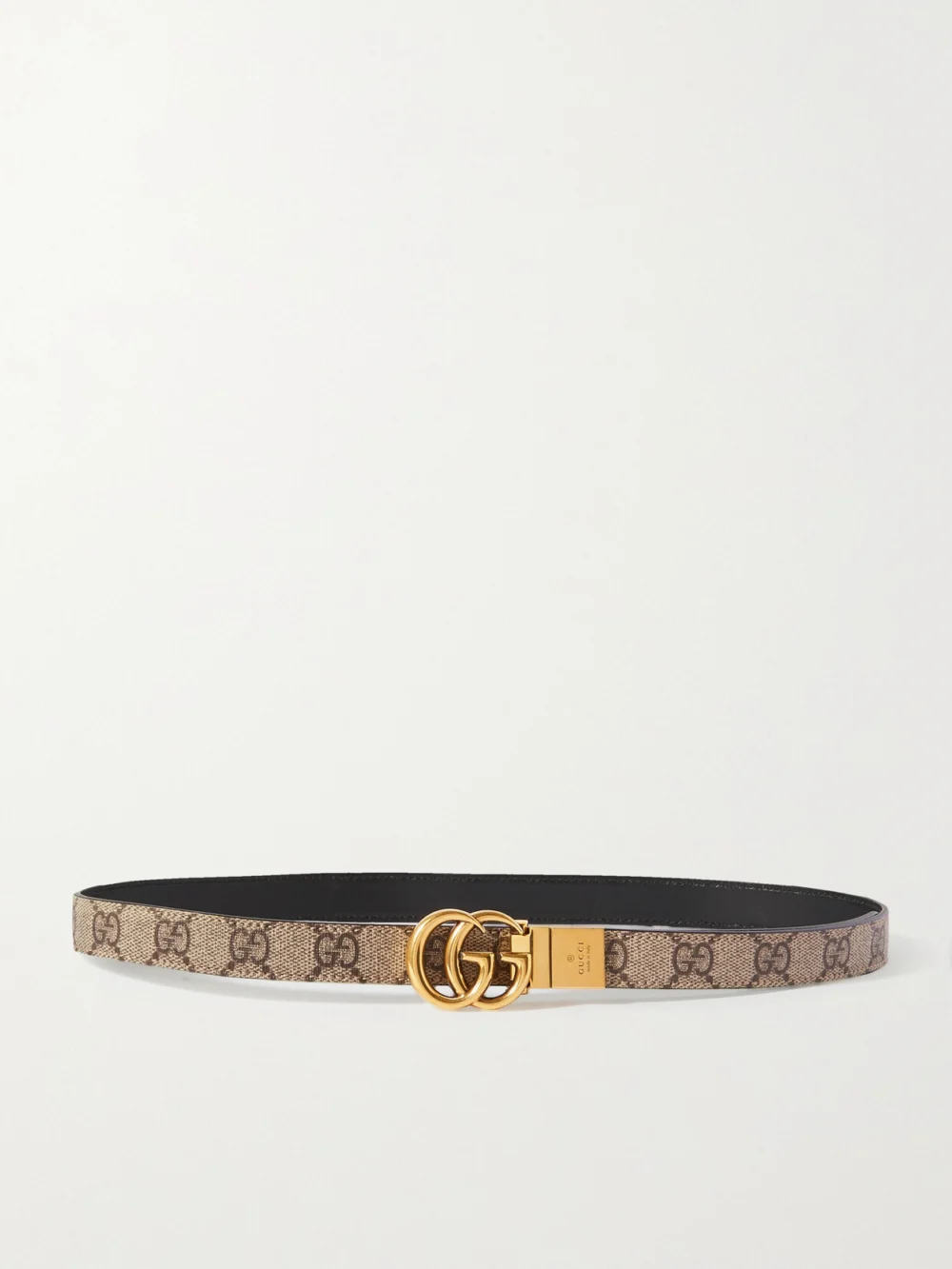 Gucci Reversible Printed Coated-canvas and Leather Belt in black