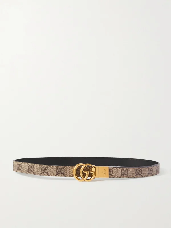 Gucci Reversible Printed Coated-canvas and Leather Belt