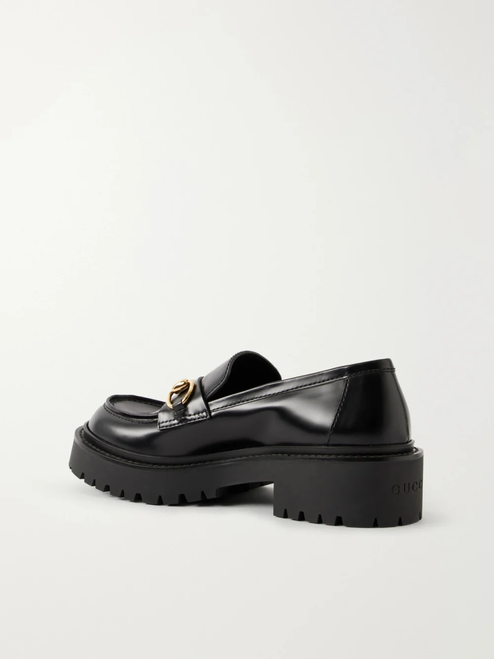 Back view of the Gucci Rhody Horsebit-embellished Leather Loafers