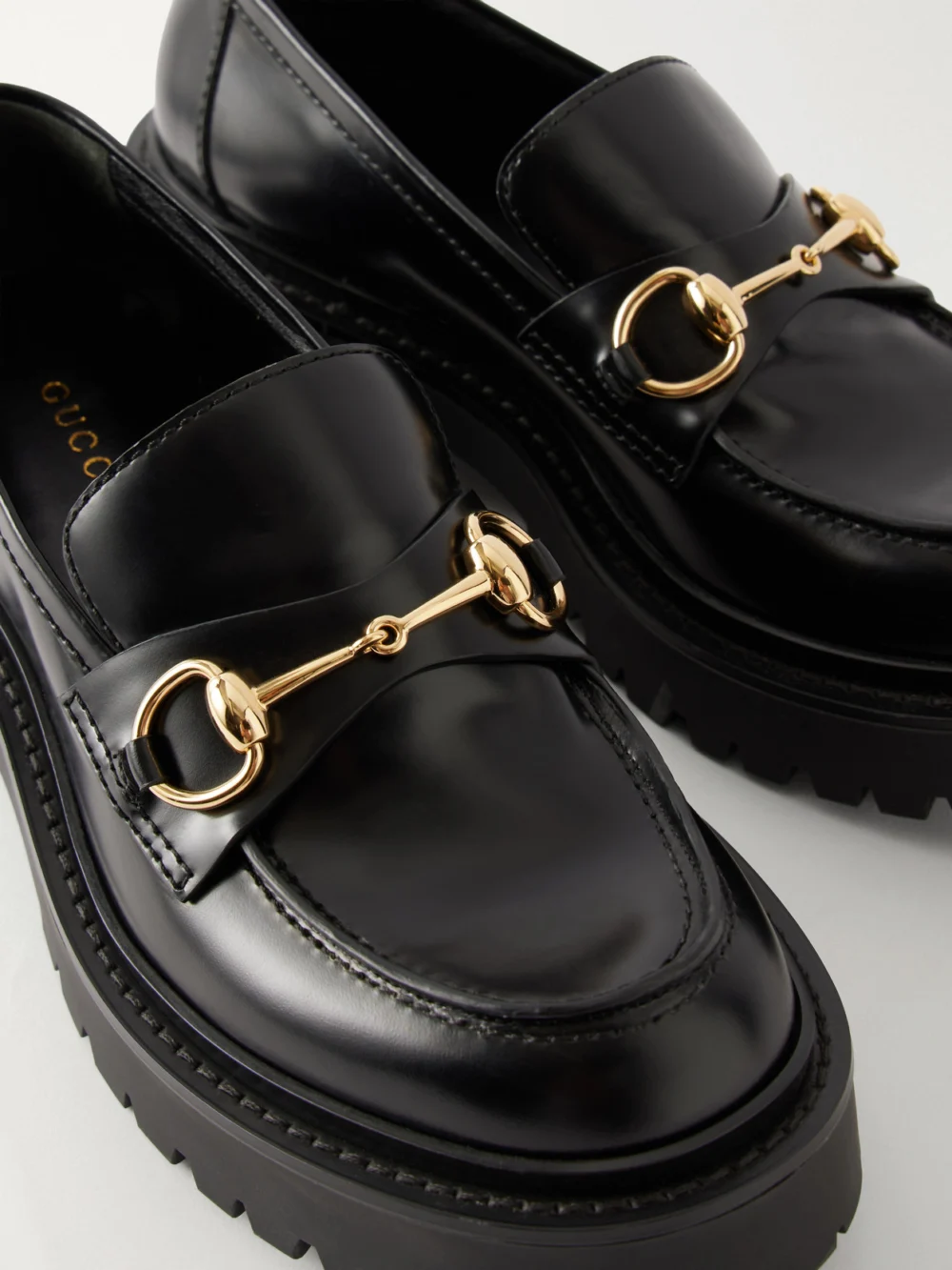 Close-up detail of the Gucci Rhody Horsebit-embellished Leather Loafers