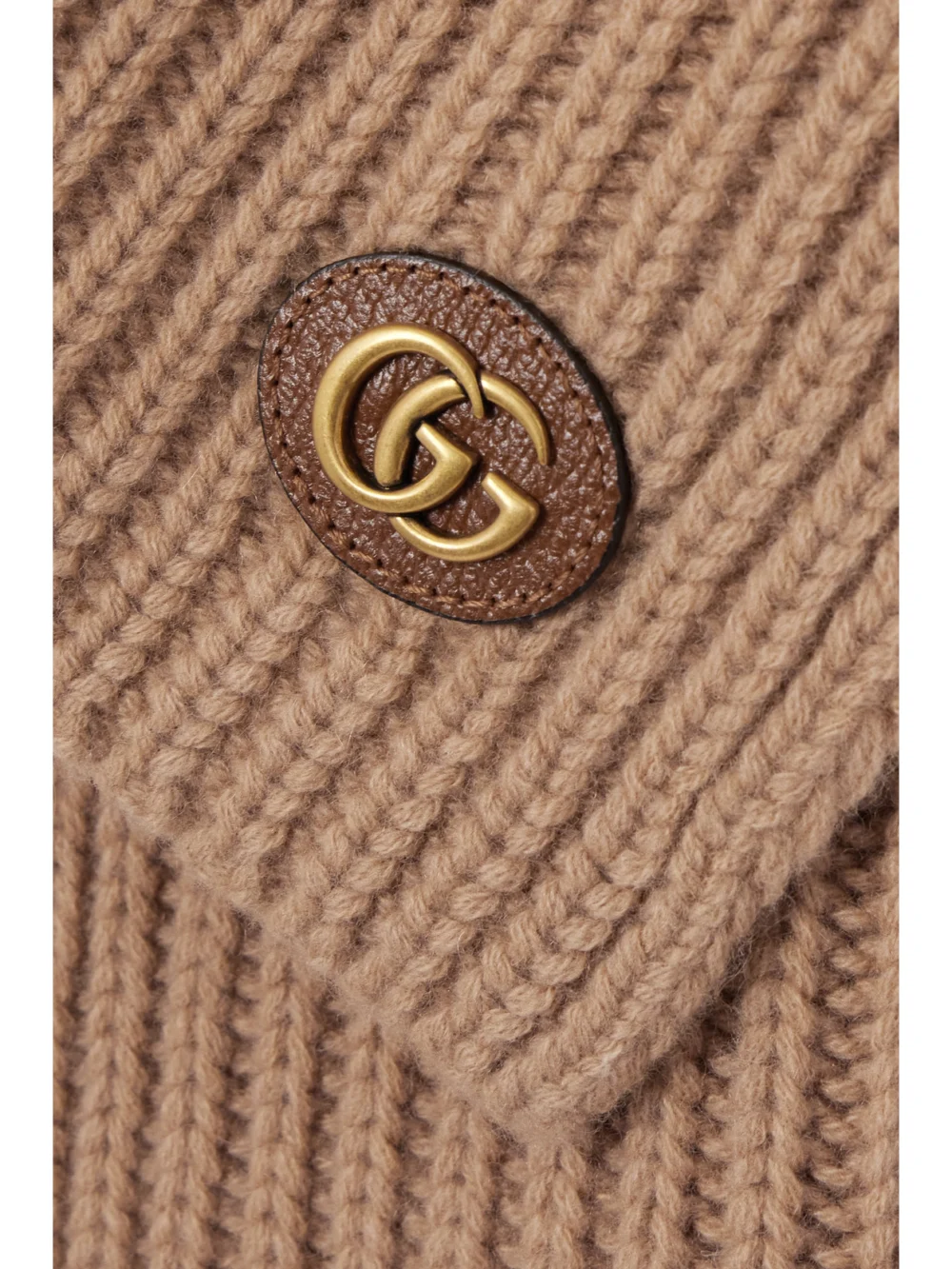 Close-up detail of the Gucci Ribbed Wool and Cashmere-blend Scarf