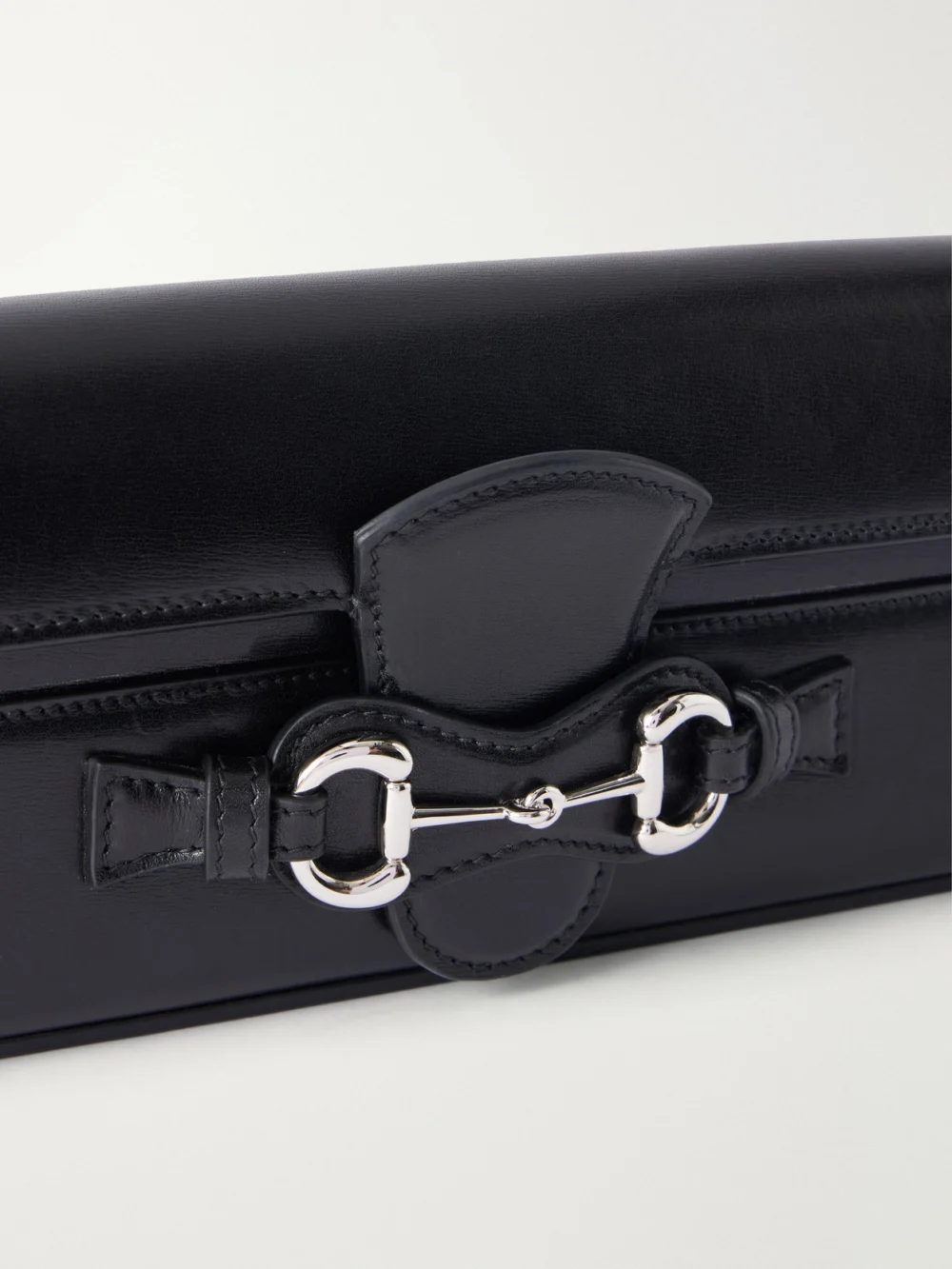 Close-up detail of the Gucci Ristretto Embellished Leather Shoulder Bag
