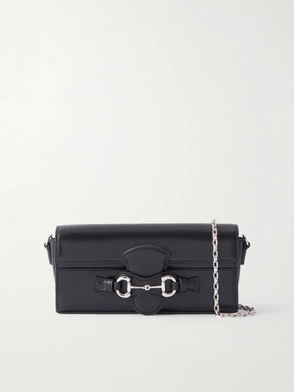 Gucci Ristretto Embellished Leather Shoulder Bag