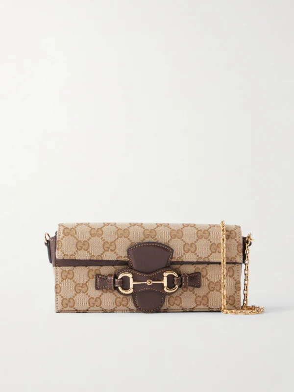 Gucci Ristretto Horsebit Embellished Canvas-jacquard Shoulder Bag
