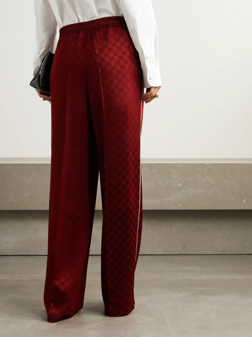 Back view of the Gucci Satin-jacquard Straight-leg Pants