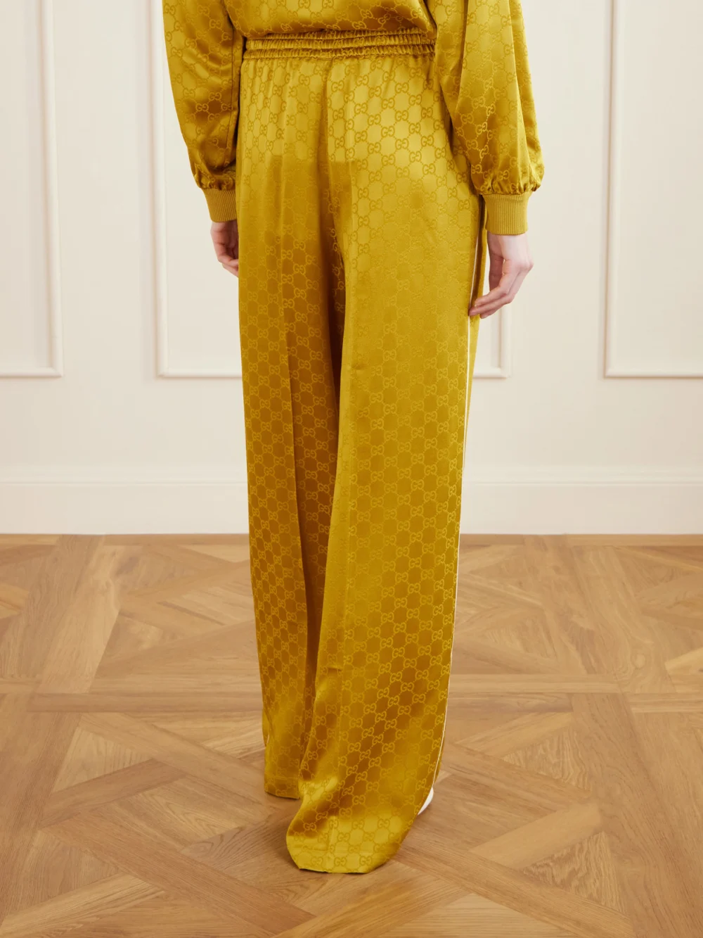 Back view of the Gucci Satin-jacquard Straight-leg Pants