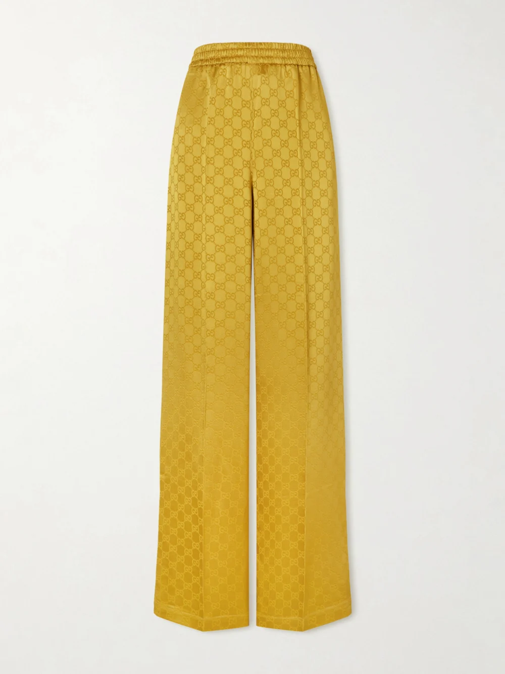 Gucci Satin-jacquard Straight-leg Pants in mustard