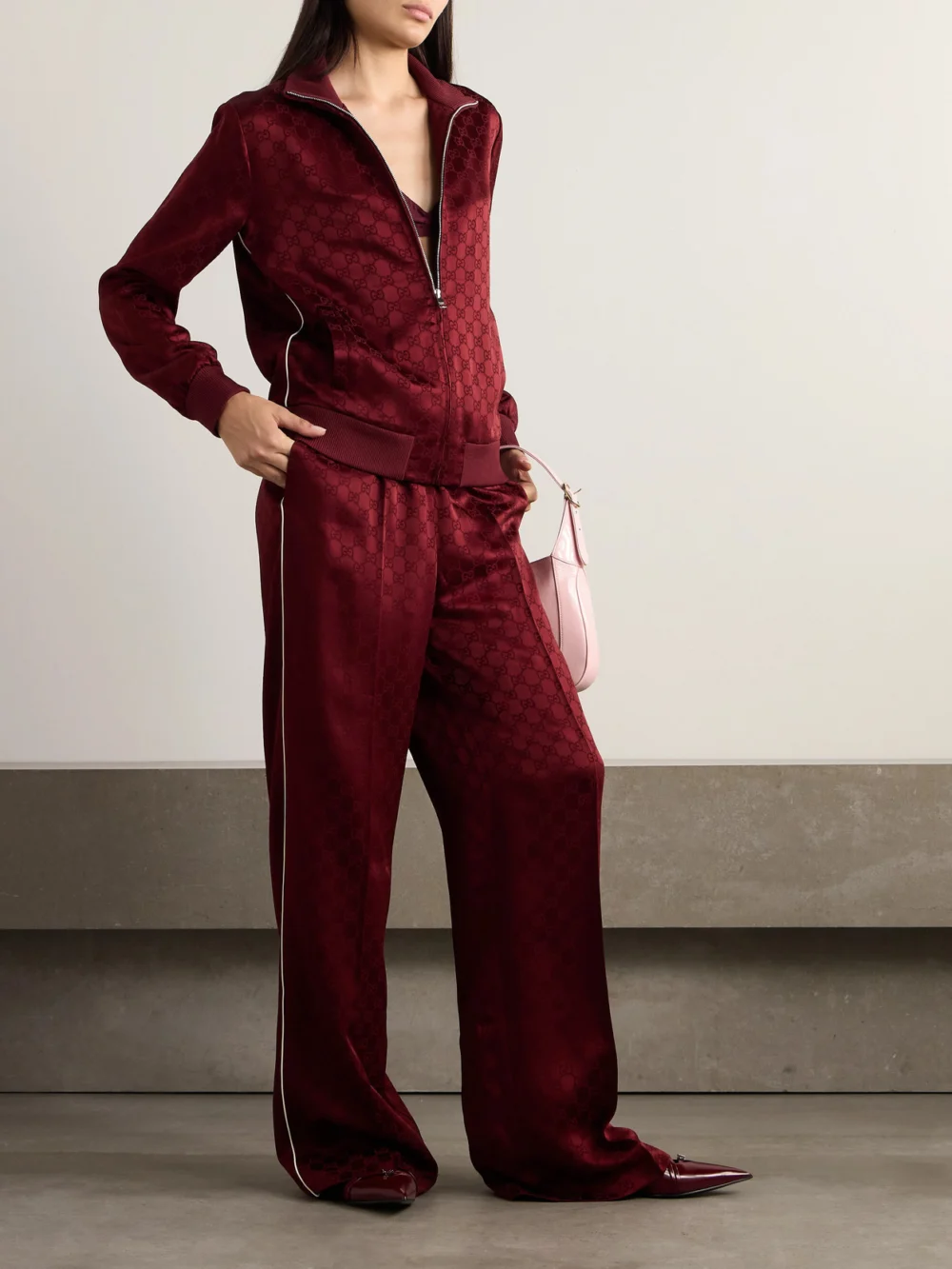 Gucci Satin-jacquard Track Jacket, worn by a model