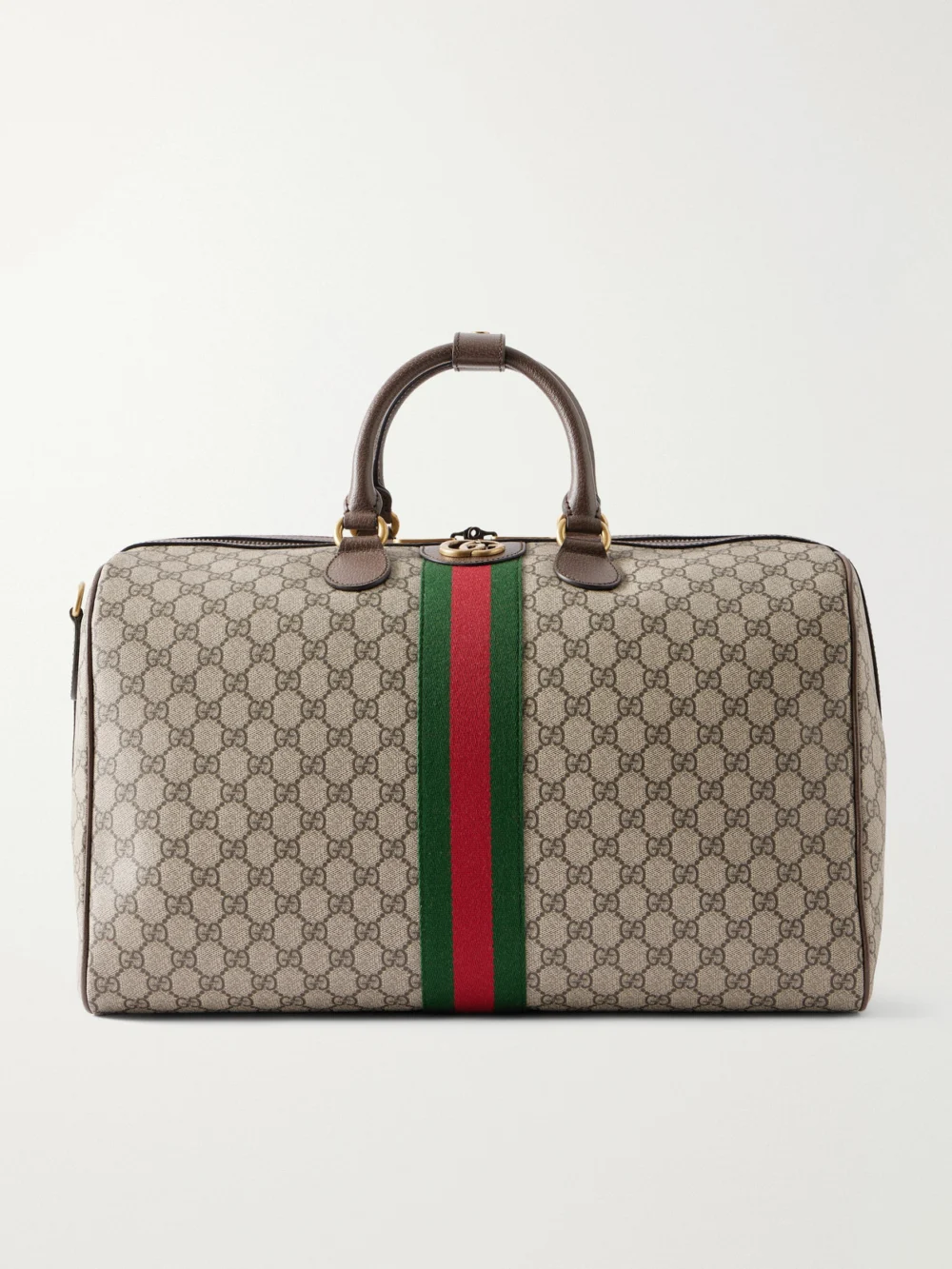Gucci Savoy Leather Coated Canvas-jacquard Tote in beige