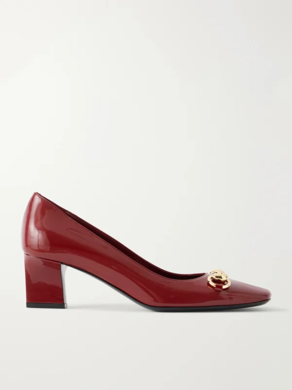 Gucci Signora 55 Horsebit-embellished Patent-leather Pumps