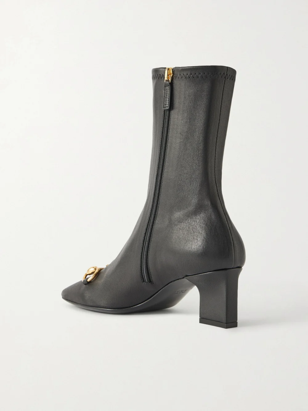 Back view of the Gucci Signora Horsebit-embellished Leather Ankle Boots