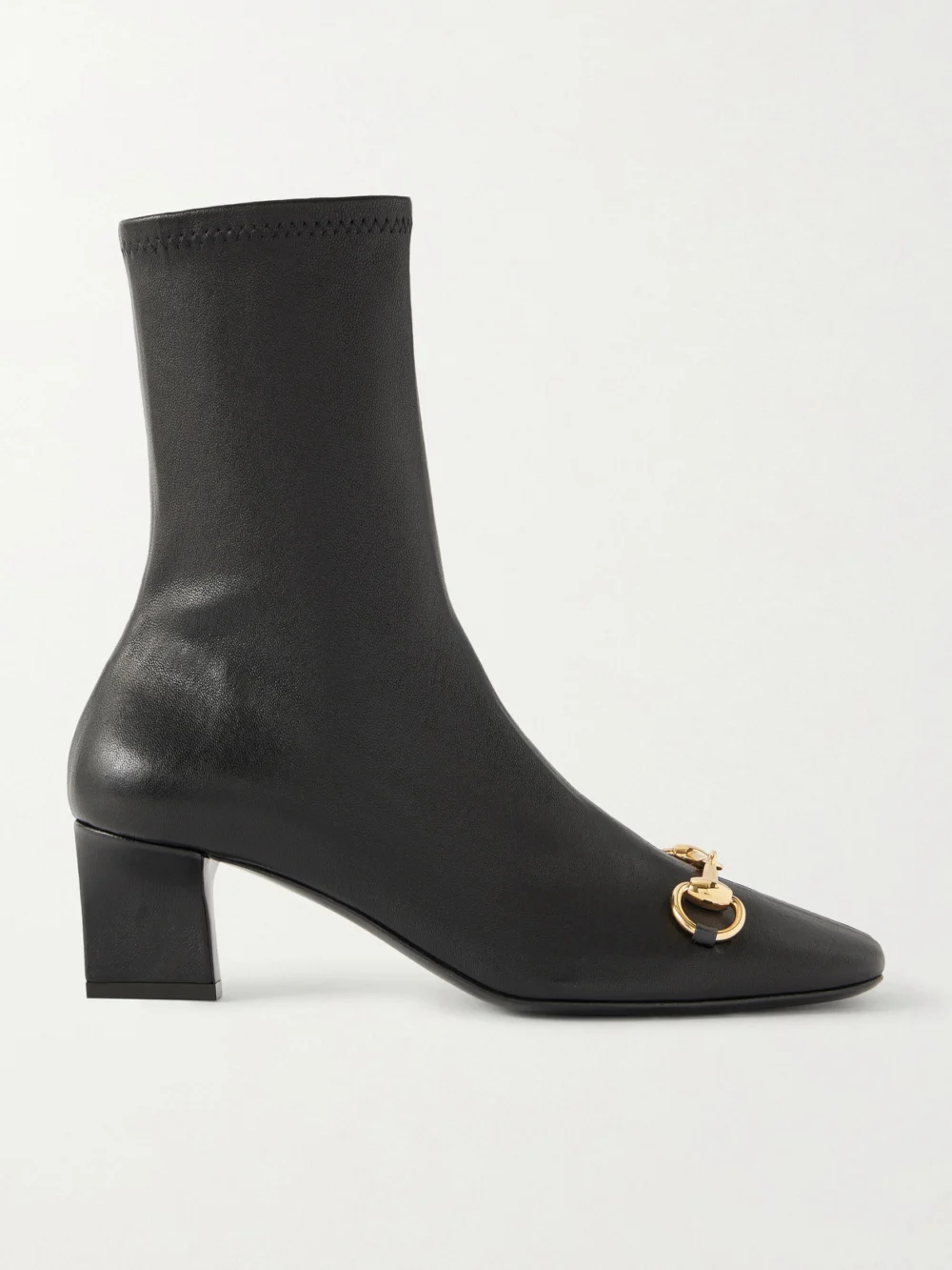 Gucci Signora Horsebit-embellished Leather Ankle Boots in black
