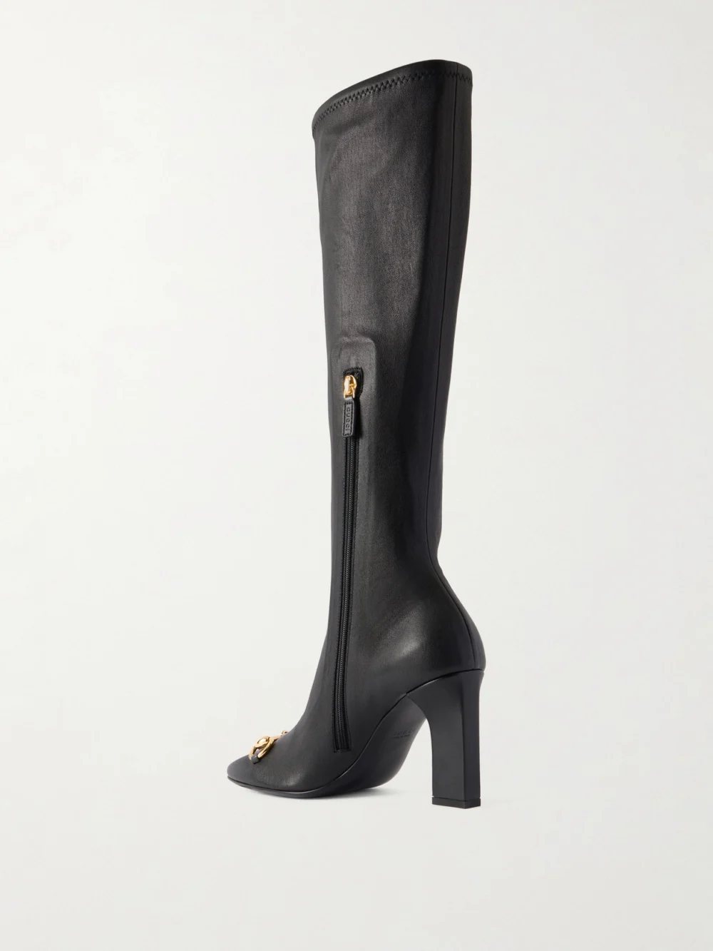 Back view of the Gucci Signora Horsebit-embellished Leather Knee Boots