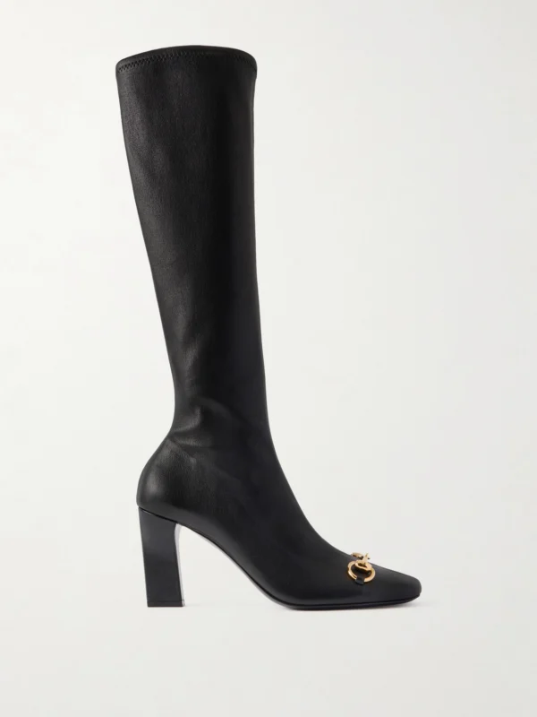 Gucci Signora Horsebit-embellished Leather Knee Boots