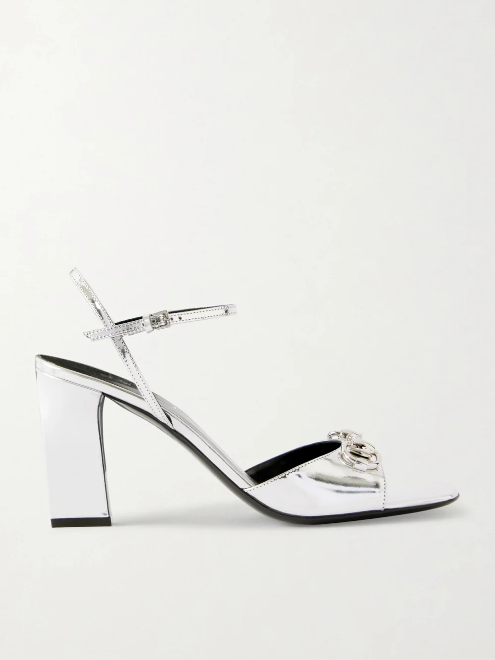 Gucci Signora Horsebit-embellished Leather Sandals in silver