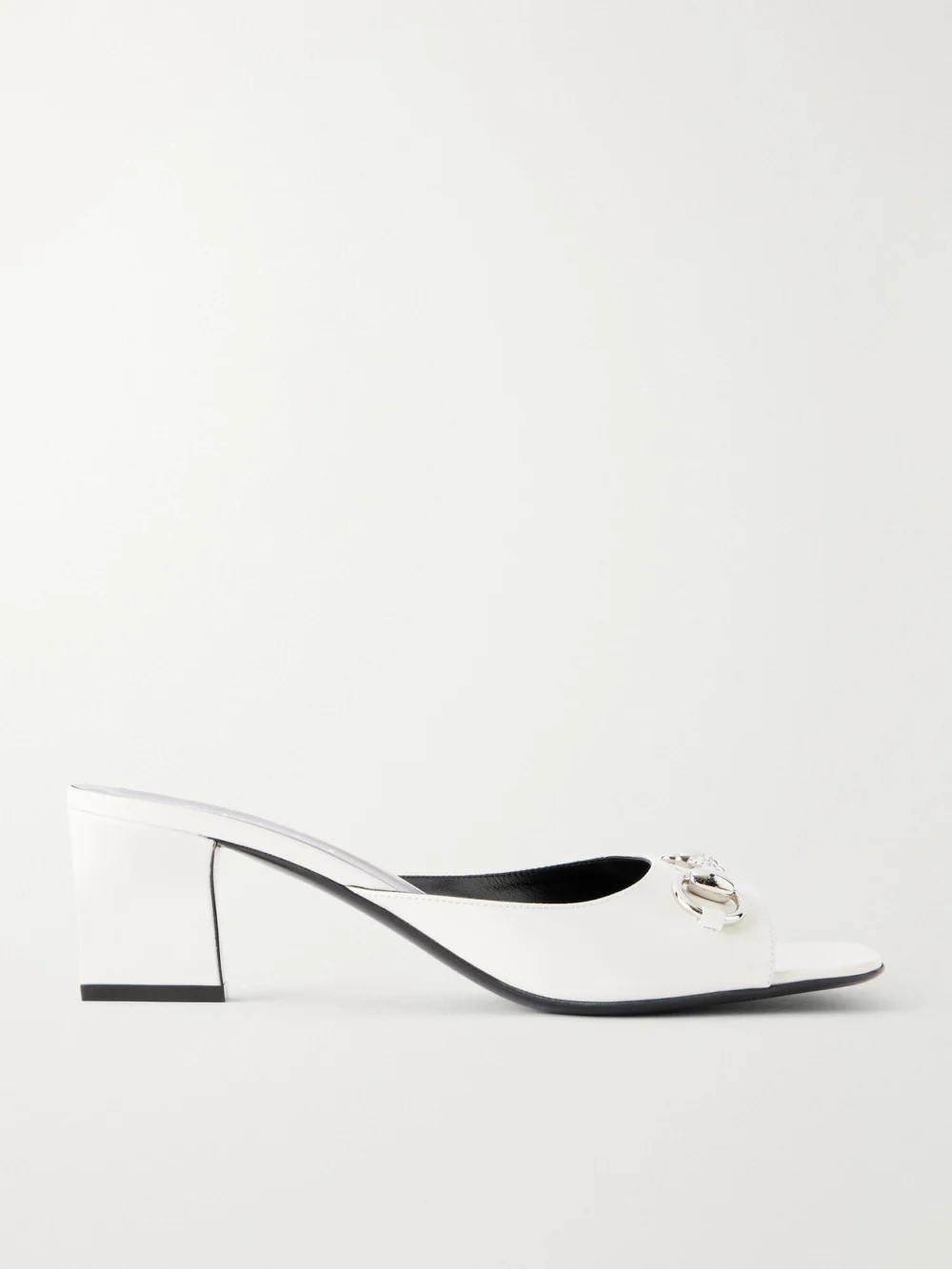Gucci Signora Horsebit-embellished Leather Sandals in white
