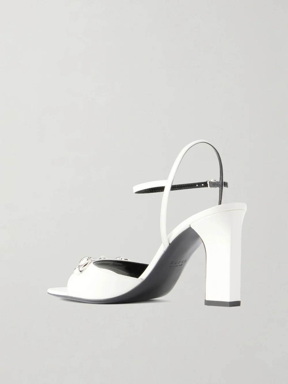 Back view of the Gucci Signora Horsebit-embellished Patent-leather Sandals