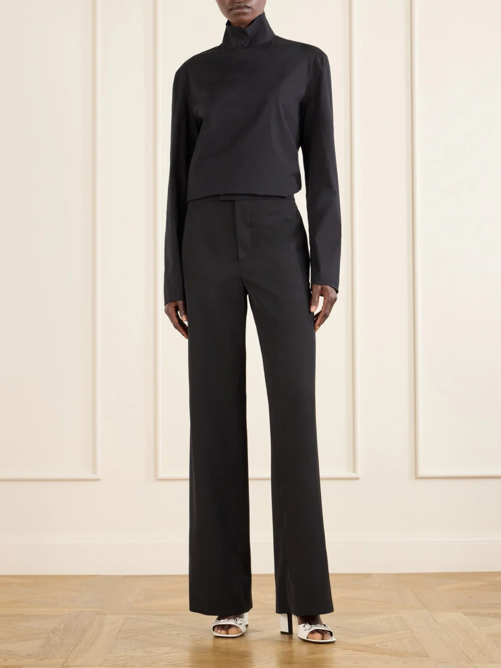 Gucci Signora Horsebit-embellished Patent-leather Sandals, styled view