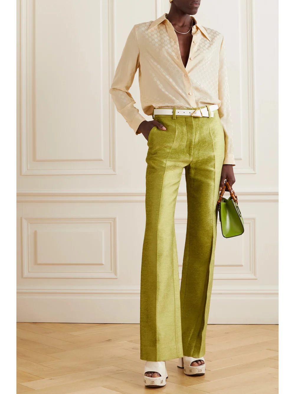 Gucci Silk-jacquard Shirt, worn by a model