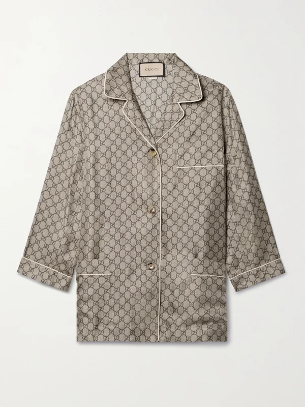 Gucci Silk-satin Jacquard Shirt