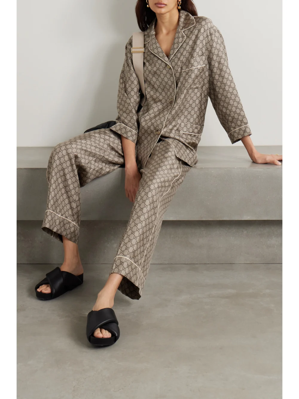 Gucci Silk-satin Jacquard Shirt, worn by a model