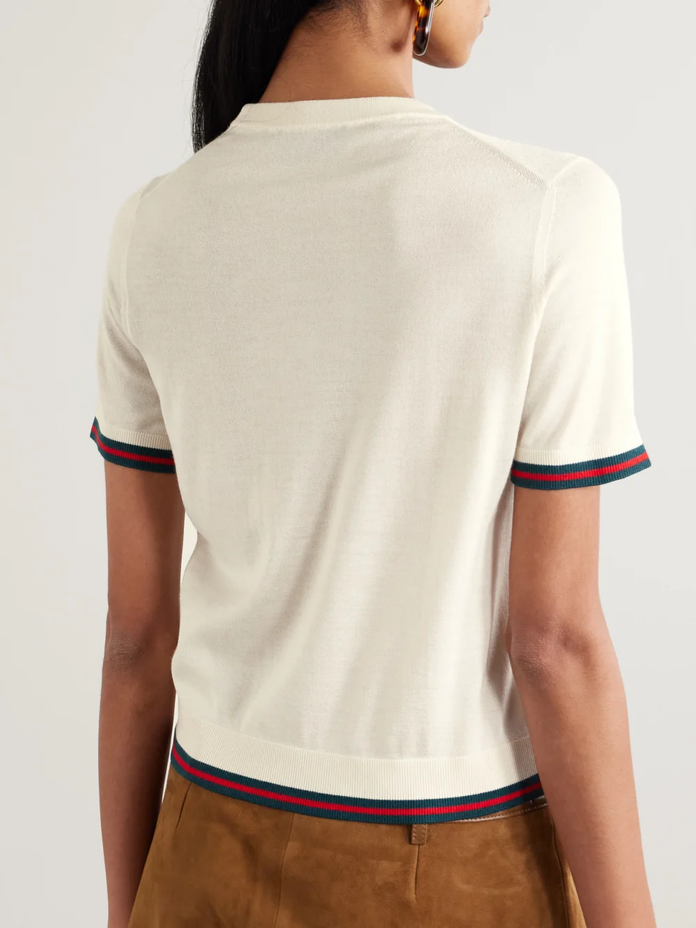 Back view of the Gucci Striped Cashmere and Silk-blend Top