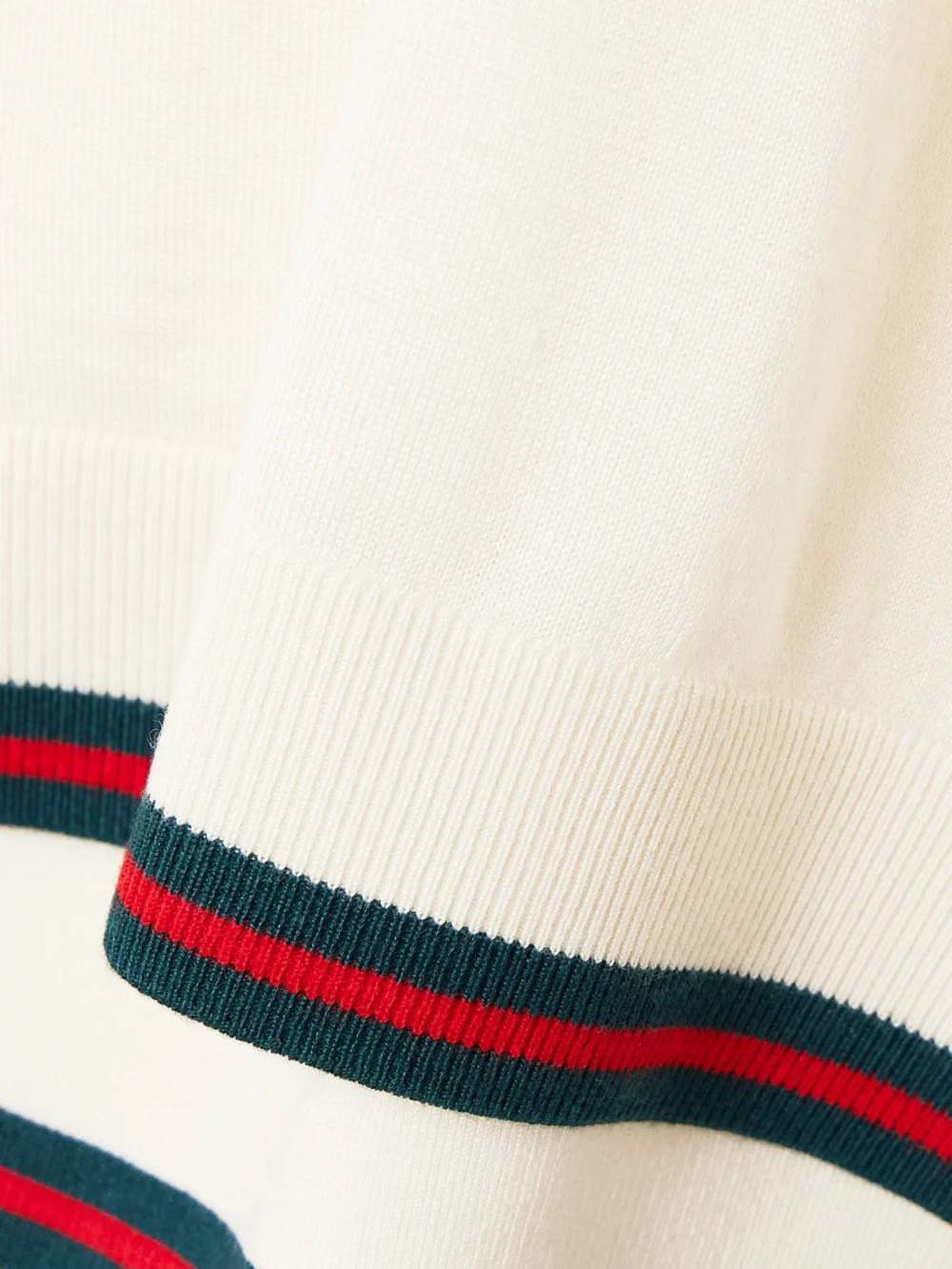 Close-up detail of the Gucci Striped Cashmere and Silk-blend Top