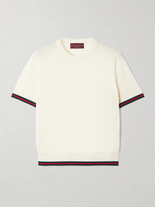Gucci Striped Cashmere and Silk-blend Top